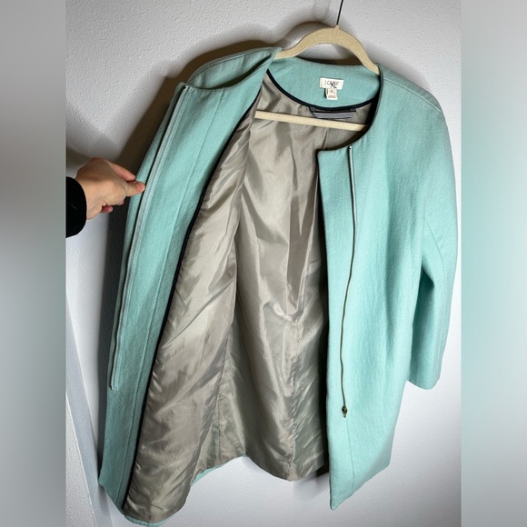 J. Crew Car Coat wool blend size 8 women’s blue green color - Picture 4 of 6